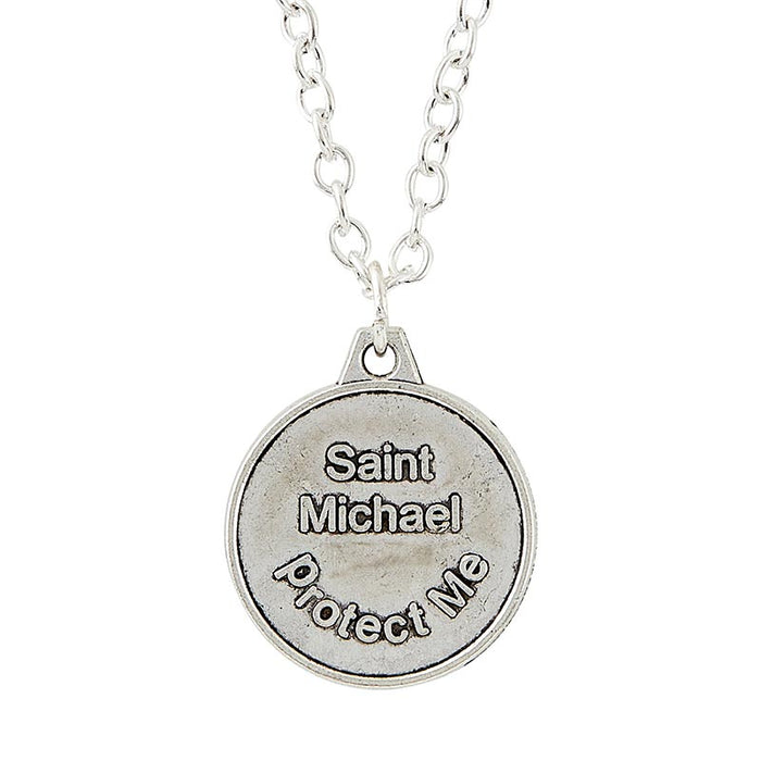 Saint Michael Red Enamel Necklace