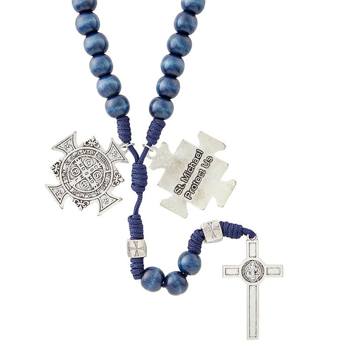 Saint Michael Spiritual Warrior Rosary - Navy