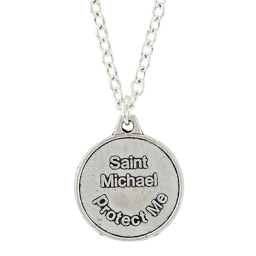 Saint Michael White Enamel Necklace