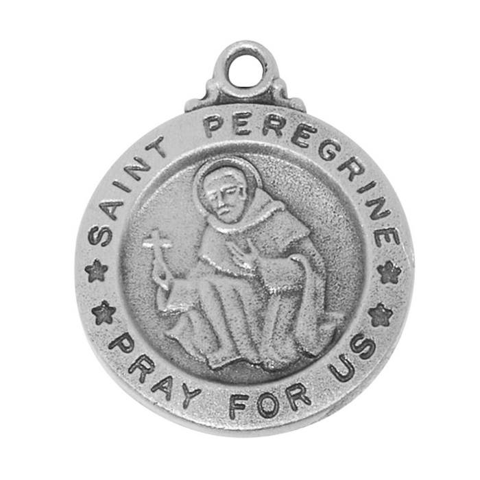 Saint Peregrine Pewter Medal with 18" Chain