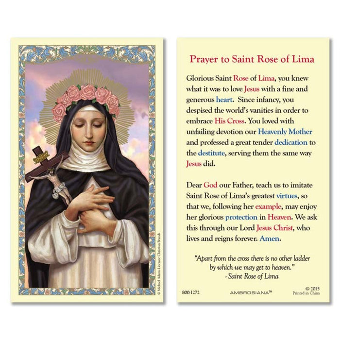 Laminated Holy Card St. Rose Of Lima - 25 Pcs. Per Package