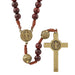 St. Benedict Metal Engraved Bead Monte Cassino Collection Wood Cord Rosary