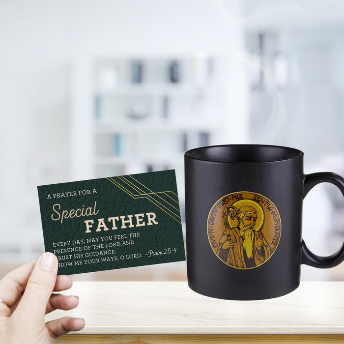 St. Benedict Mug And a Prayer for a Special Father Card - Father's Day Gift Set