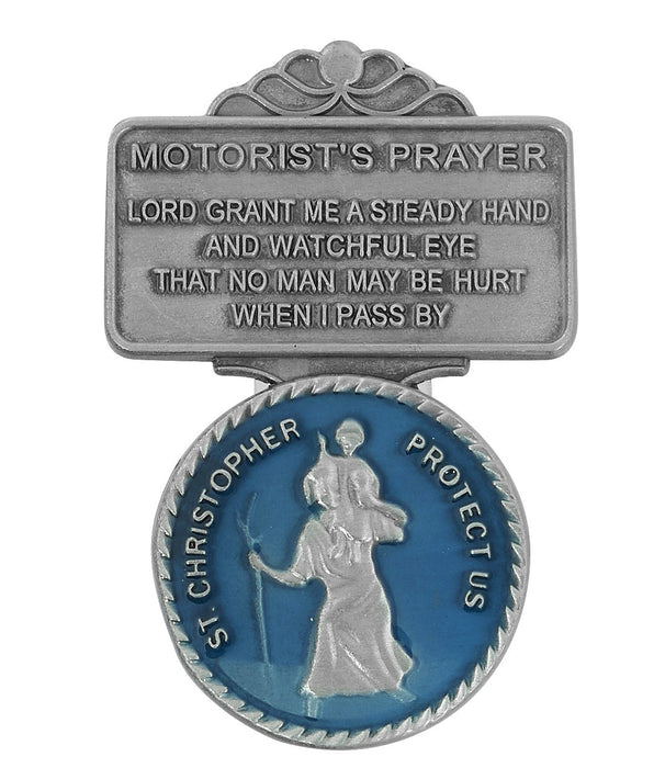 St. Christopher Blue Motorist Prayer Visor Clip