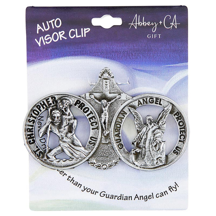 St. Christopher and Guardian Angel Visor Clip