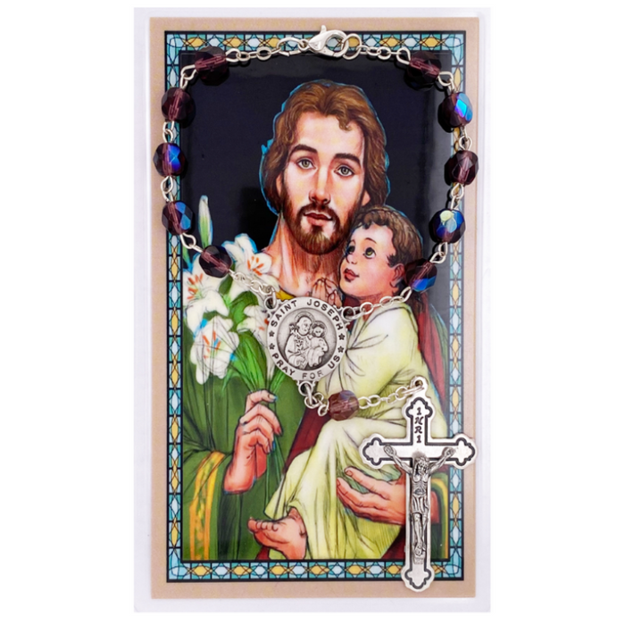 St. Joseph Auto Rosary with Prayer Card Set St. Joseph Auto Rosary St. Joseph Prayer Card Set Saint Joseph Auto Rosary with Prayer Card Set