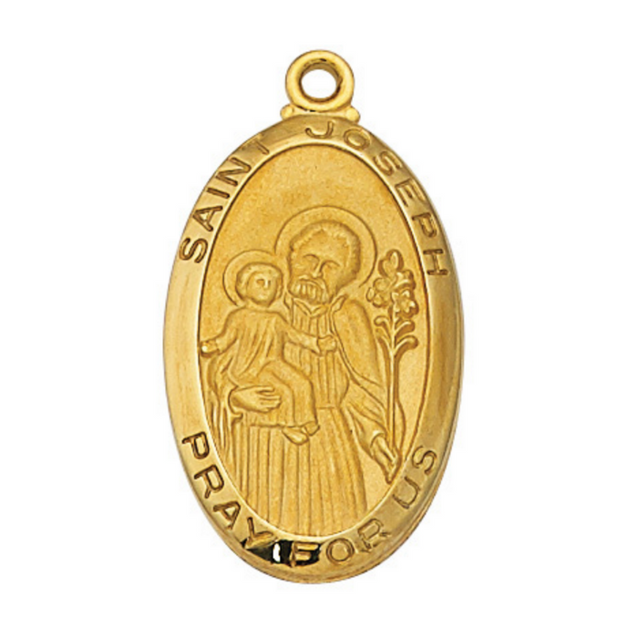 St. Joseph Medal Engravable Gold Over Sterling Silver St. Joseph Medal Engravable Gold Over Sterling Silver Necklace St Joseph St Joseph image St Joseph art Saint Joseph Saint Joseph necklace Saint Joseph medal Saint Joseph medal necklace