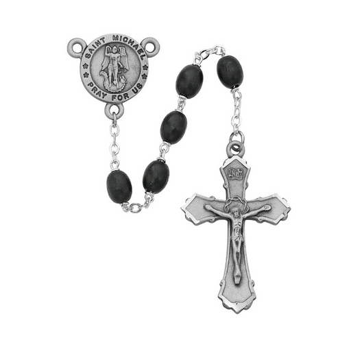 St. Michael 6x8mm Black Bead Rosary Military Protection St. Michael Armed Forces Protection Armed Forces Guidance