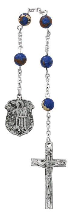 St. Michael Police Gift Set - Auto Rosary, Chaplet, Rosary, Visor Clip And Prayer Card With Holy Medal