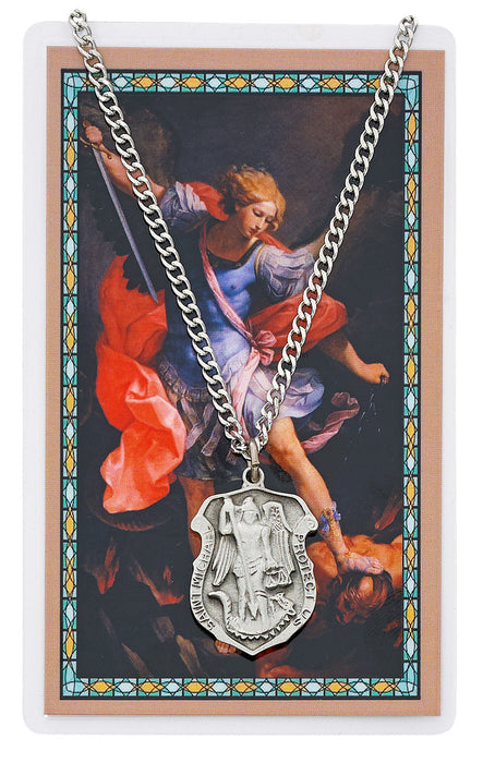 St. Michael Police Gift Set - Auto Rosary, Chaplet, Rosary, Visor Clip And Prayer Card With Holy Medal