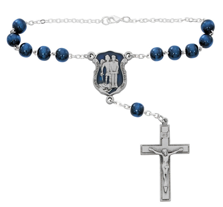 St. Michael Police Gift Set - Auto Rosary, Chaplet, Rosary, Visor Clip And Prayer Card With Holy Medal