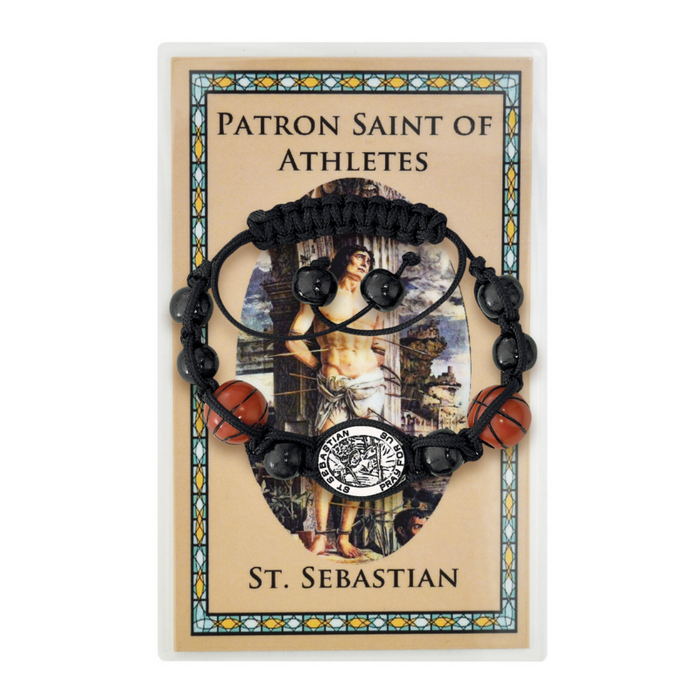 St. Sebastian Basketball Bracelet with Prayer Card