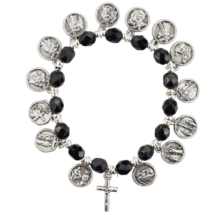 Station of the Cross Black Beads Bracelets - Made in Italy