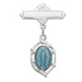 Sterling Blue Miraculous Medal Rf Baby Bar Pin With Clear Gift Box