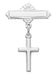 Sterling Cross Baby Bar Pin With Clear Gift Box