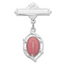 Sterling Pink Miraculous Medal Rf Baby Bar Pin With Clear Gift Box