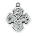 Sterling Silver 4-Way Medal  with 13” Rhodium Plated Chain