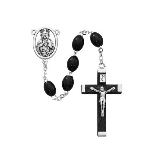 The Sacred Heart of Jesus Black Wood Rosary