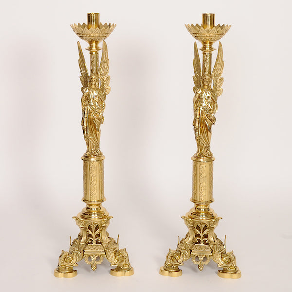 Candelabro de ángel de estilo barroco europeo tradicional (oro)