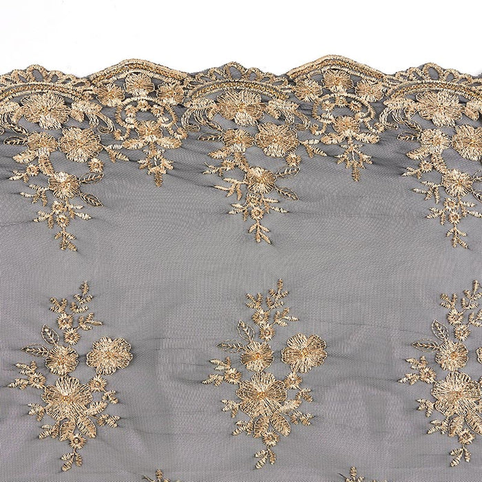 Two-Tone Long Embroidered Chapel Veil