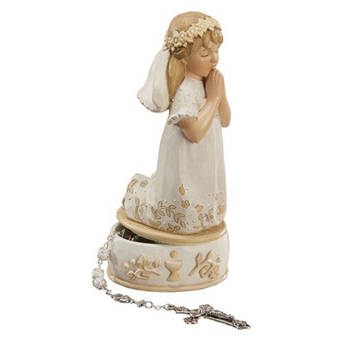 6" First Communion Keepsake Box - Girl with Gift Box