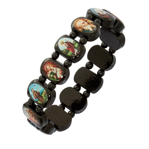 Men's Size Black Wood Saints Bracelet