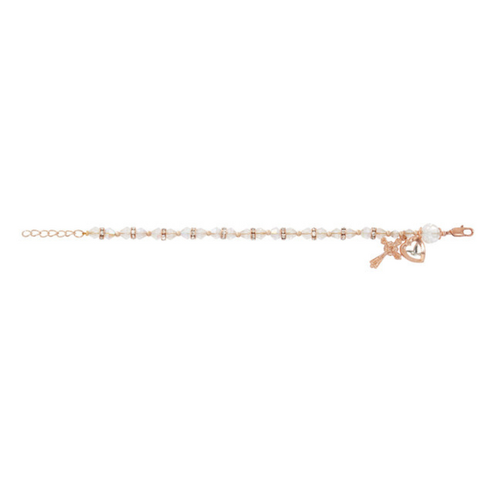 Crystal Rosary Bracelet in Rose Gold Chain