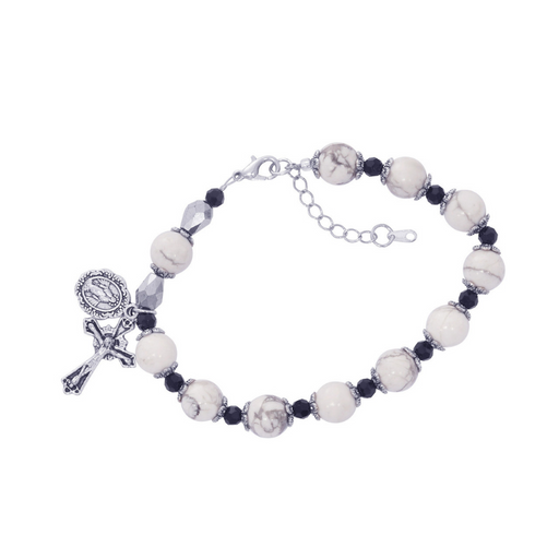 White Howolite Stone Rosary Bracelet