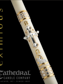 eximious® Merciful Lamb Paschal Candle - Cathedral Candle - 51% Beeswax - 17 Sizes