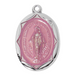 Pink Miraculous Medal with 18" Rhodium Chain