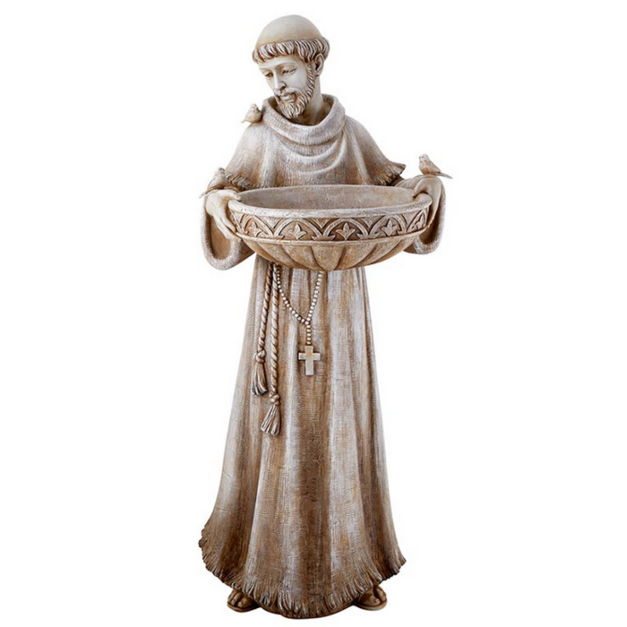 24" Saint Francis Bird Bath & Feeder