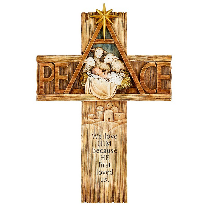 Baby Jesus With Sheep Peace Cross