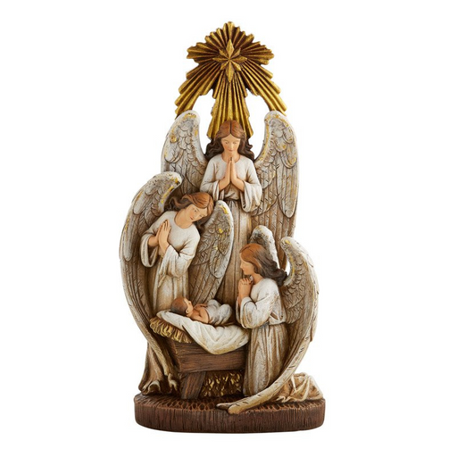 13"H Figurine Angels In Adoration Nativity