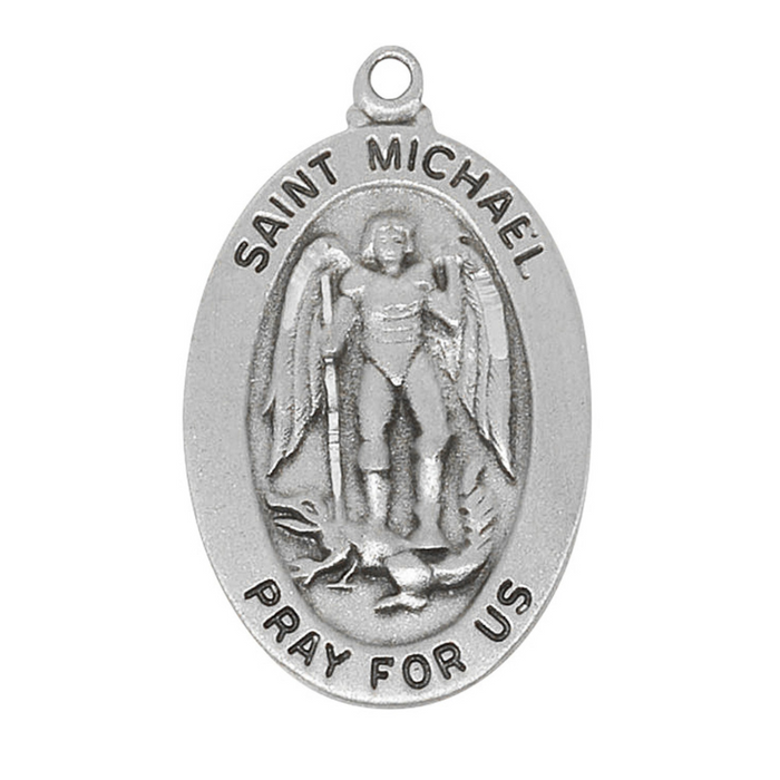 Saint Michael Pewter Medal with 20" Chain