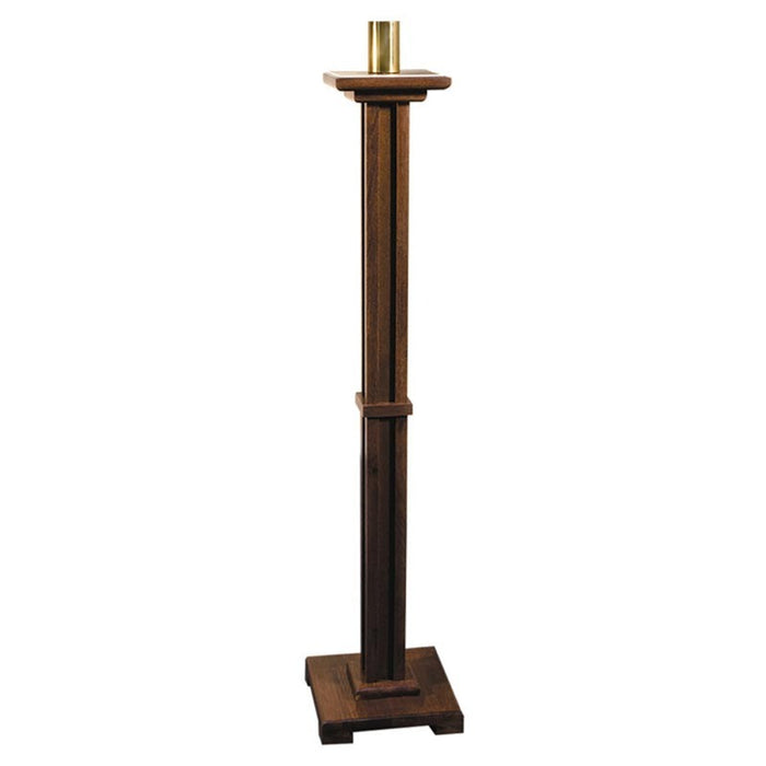 43" Walnut Stain Hardwood Paschal Candleholder