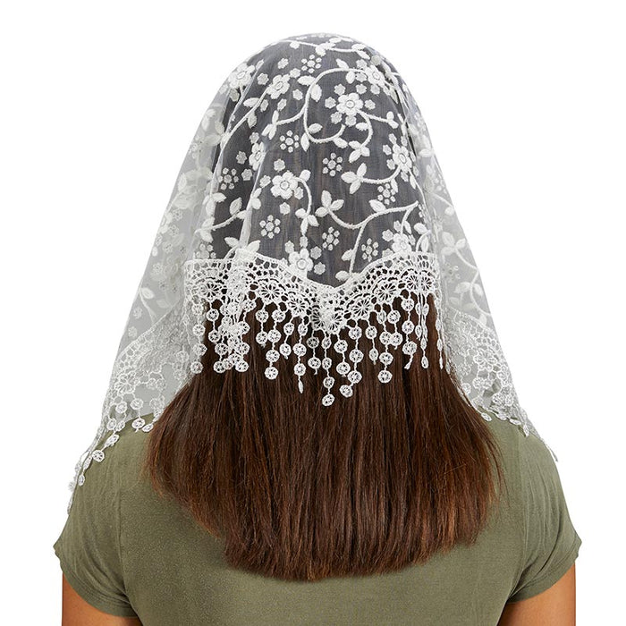 White Chapel Veil With Tassels