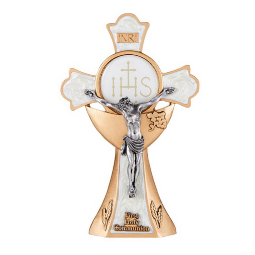 White First Communion Holy Mass Standing Crucifix