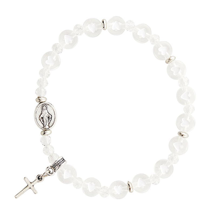 White Love Bracelet With Miraculous Medal