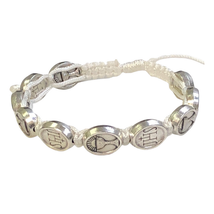 White Slip Knot First Holy Communion Bracelet