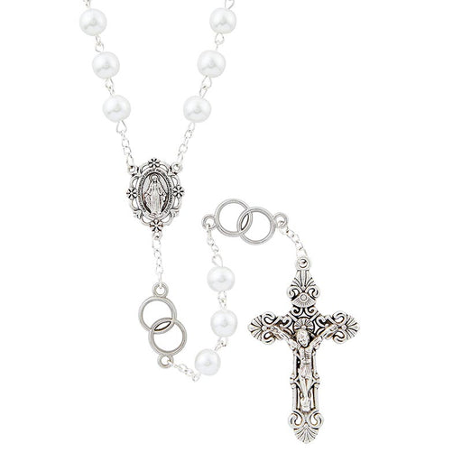 White Wedding Rosary With Special Intertwining Rings - 2 Pieces Per Package