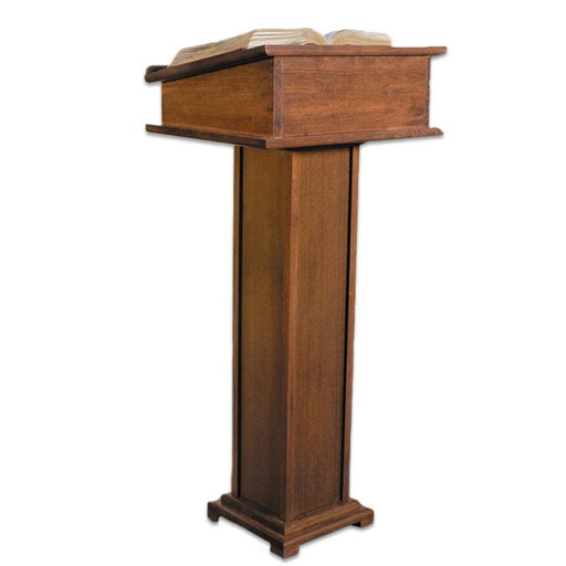 Wood Lectern with Shelf - Walnut Stain