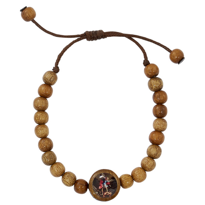 Wooden Adjustable St. Michael Bracelet - BEST SELLER