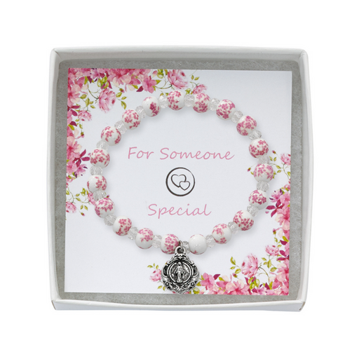 YouthPinkCeramicCrystalConfirmationStretchBracelet