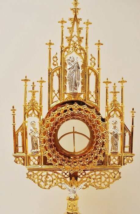 Gothic Gold Plated Monstrance with Glass Enclosed Luna
