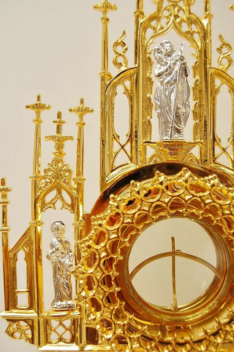 Gothic Gold Plated Monstrance with Glass Enclosed Luna