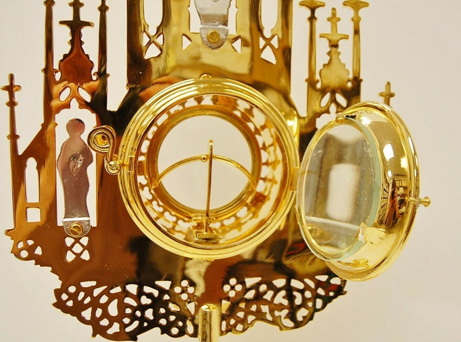 Gothic Gold Plated Monstrance with Glass Enclosed Luna