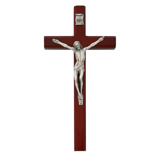 10" Cherry Stained Crucifix with Silver Corpus Crucifix Crucifix Symbolism Catholic Crucifix items