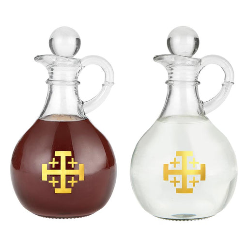 10 oz Jerusalem Cross Cruet Set - Set of 2