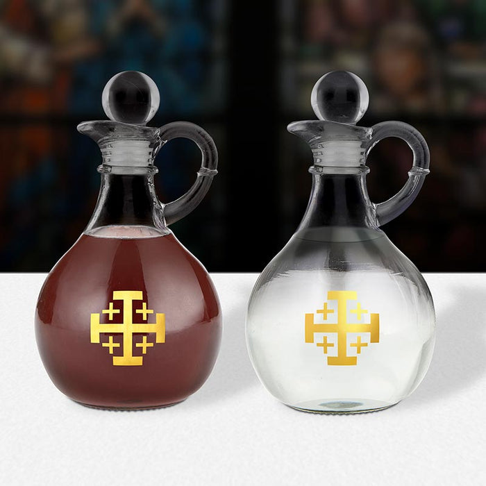 10 oz Jerusalem Cross Cruet Set - Set of 2