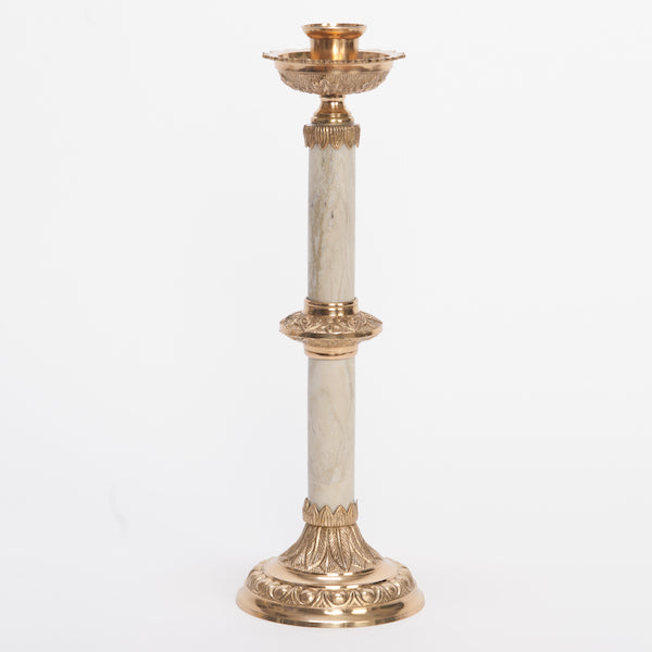 12" Brass Candlestick with Marble Stems Marble Candlestick